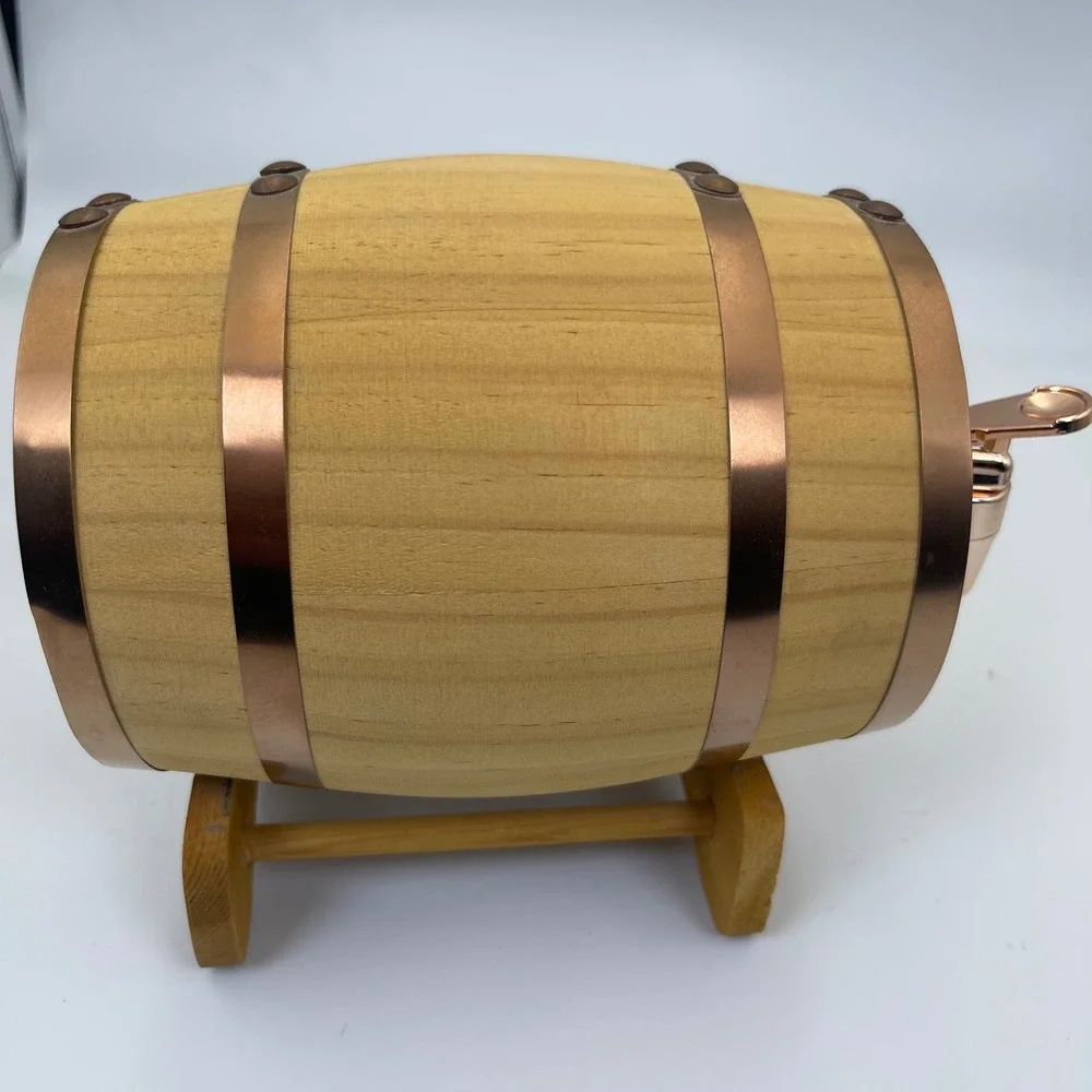 Small Wooden Barrel Decor With Spigot Mini Whiskey Wine Keg Bar Display